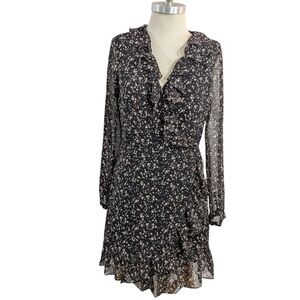 All Saints - Kiyah Pepper Dress in Black Floral - Size Large - Long Sleeve Mini